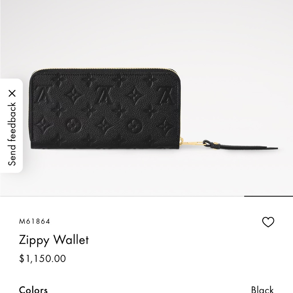 Louis Vuitton Black Embossed Zippy Wallet